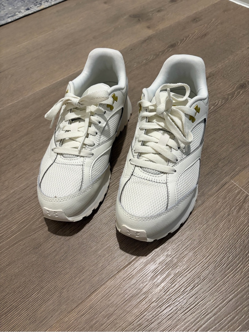 Under Armour White Mesh Sneakers with Black Logo Accent